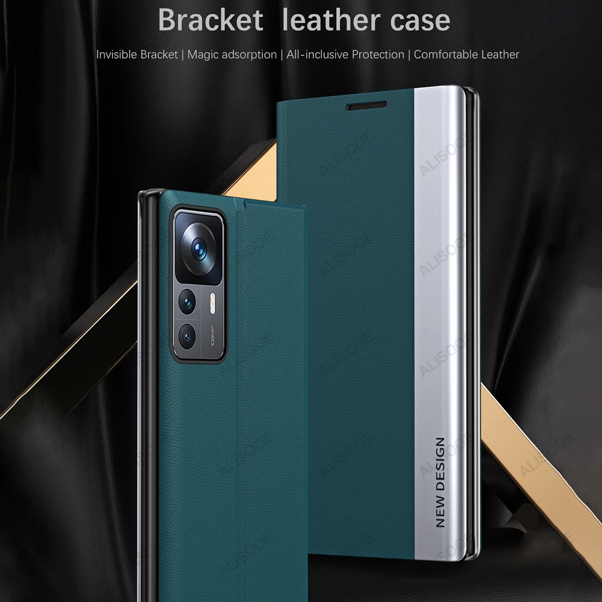 Leather Case For Plating Xiaomi Mi 12T Pro 12S 12 11T 10T 11 10 Pro 12X 11 Lite 4G 5G NE Magnetic Flip Holder Stand Cover smile