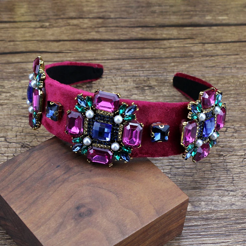 Jewelry Vintage Bridal Hair Pageant Baroque Hairbands Brown Crystal Diamante Headbands For Women Wedding smile