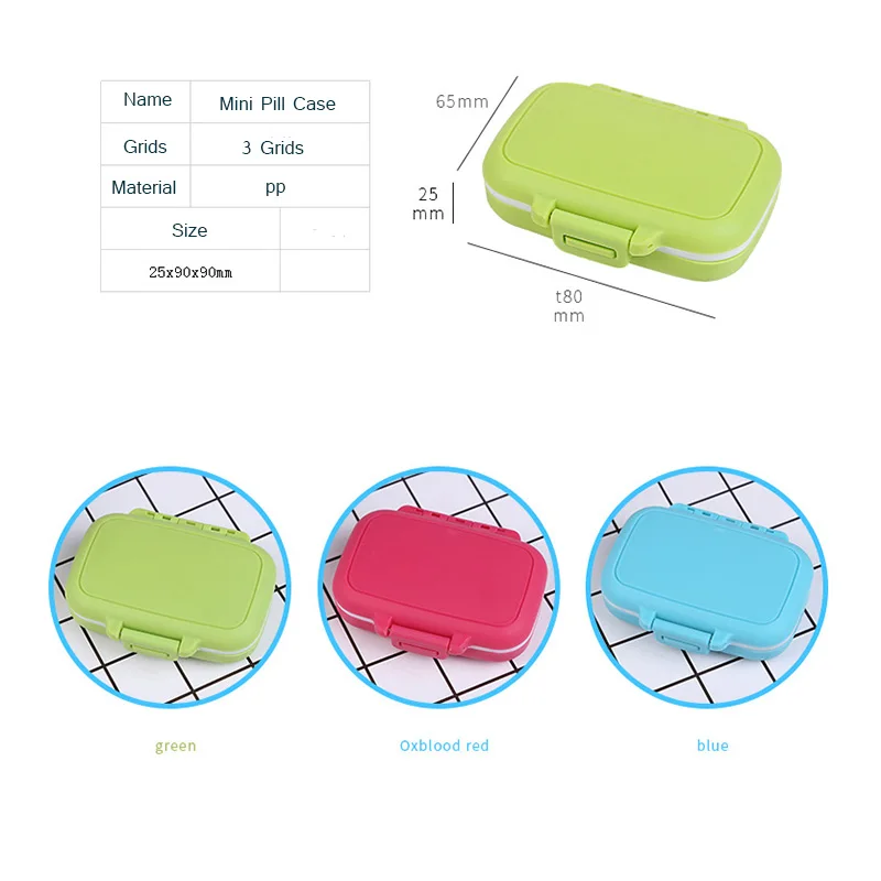2025 3 Lattices Pill Box Tablet Pill Case Dispenser Medicine new Boxes Dispensing Medical Kit Mini Organizer Case Holder Pill Splitter