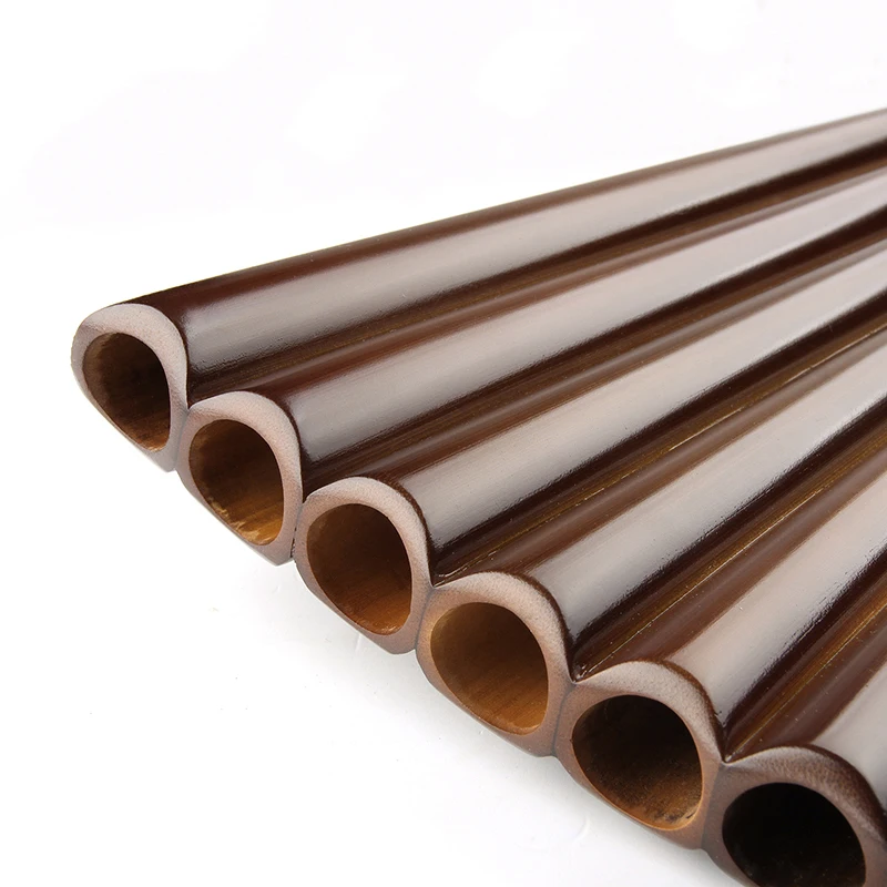 Flute Wood Handmade Bamboo C Key Brown Pan Flute Traditional Russian Woodwind Instrument 25 Pipes smile