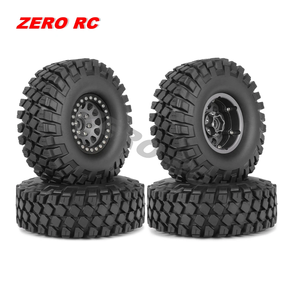 1/10 Military Aluminum RC 1.9" Beadlock Wheel Hub With 114Mm Tires For 1:10 Crawler Truck Scx10 II III CAPRA ddmysmile Wrangler MST RGT Smile 1.9