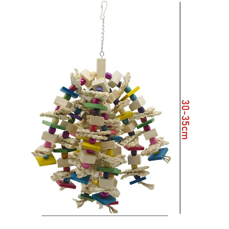 Bird Cage Bite Toy for African Grey Macaws Cockatoos Large Parrot Chewing Blocks Knots Tearing Bird Accessories
