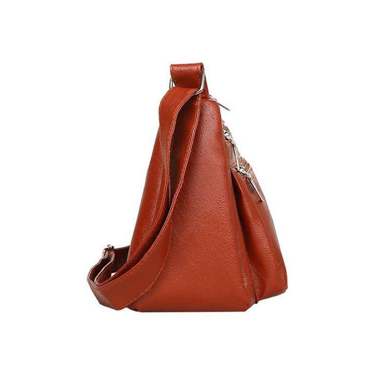 Ladies Crossbody Bag New Casual Female Bag Soft PU Leather Shoulder Multi-pocket Shoulder Bag Solid Color