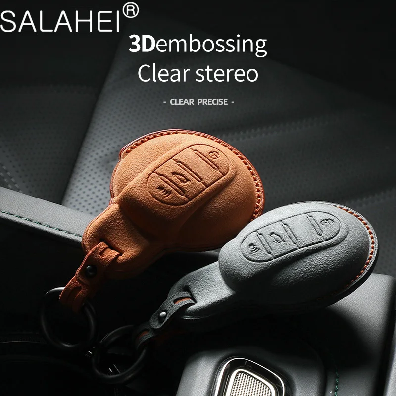 Car Key ddmysmile Case Suede Cover Shell Bag For Mini Cooper R56 ONE JCW F54 F55 F56 F57 F60 R58 R59 Mini Countryman Clubman Accessory Smile