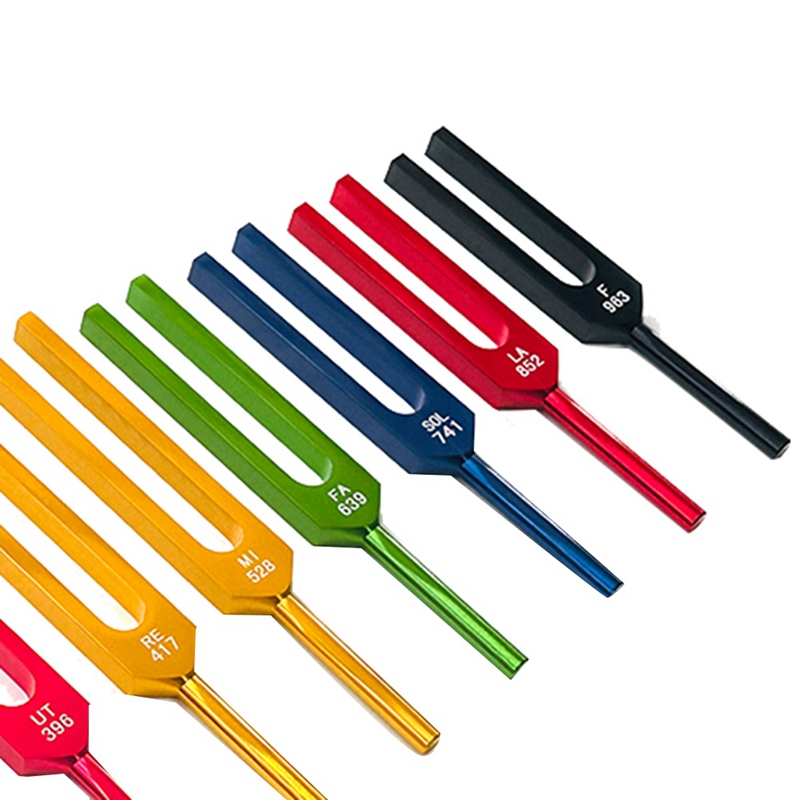 9 Piece Colorful Solfeggio Aluminum Alloy Tuning Forks Therapy Tuning Forks Speech Therapy