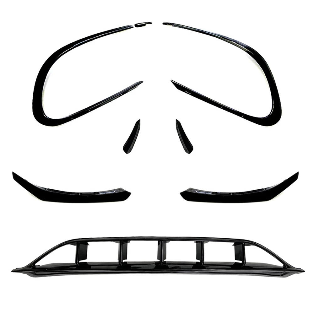 Front Bumper Lip Splitter Canard Trim For Mercedes Benz CLA C117 CLA200/220 2016-2019 Glossy Black Spoiler Air Vent Hood Grille