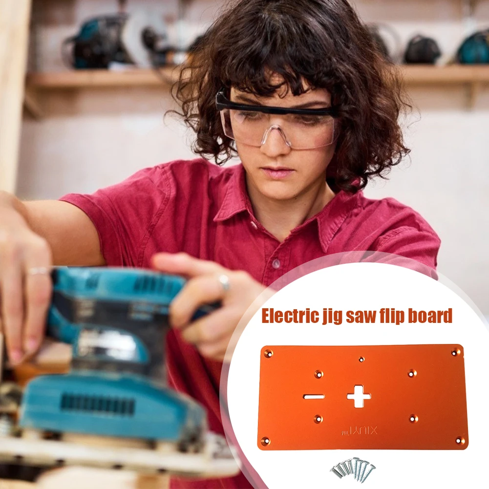 Saw Electric Flip Jig Board with Screws Aluminum Alloy Router Table Insert Plate DIY Woodworking Work Benches Woodworking Tools smile