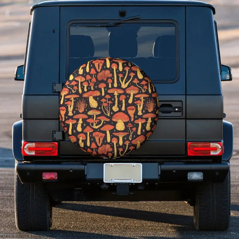 Deadly Orange Mushrooms Tire Cover 4WD 4x4 Trailer Spare Wheel Protector Universal for Prado Pajero Jeep 14" 15" 16" 17" Inch