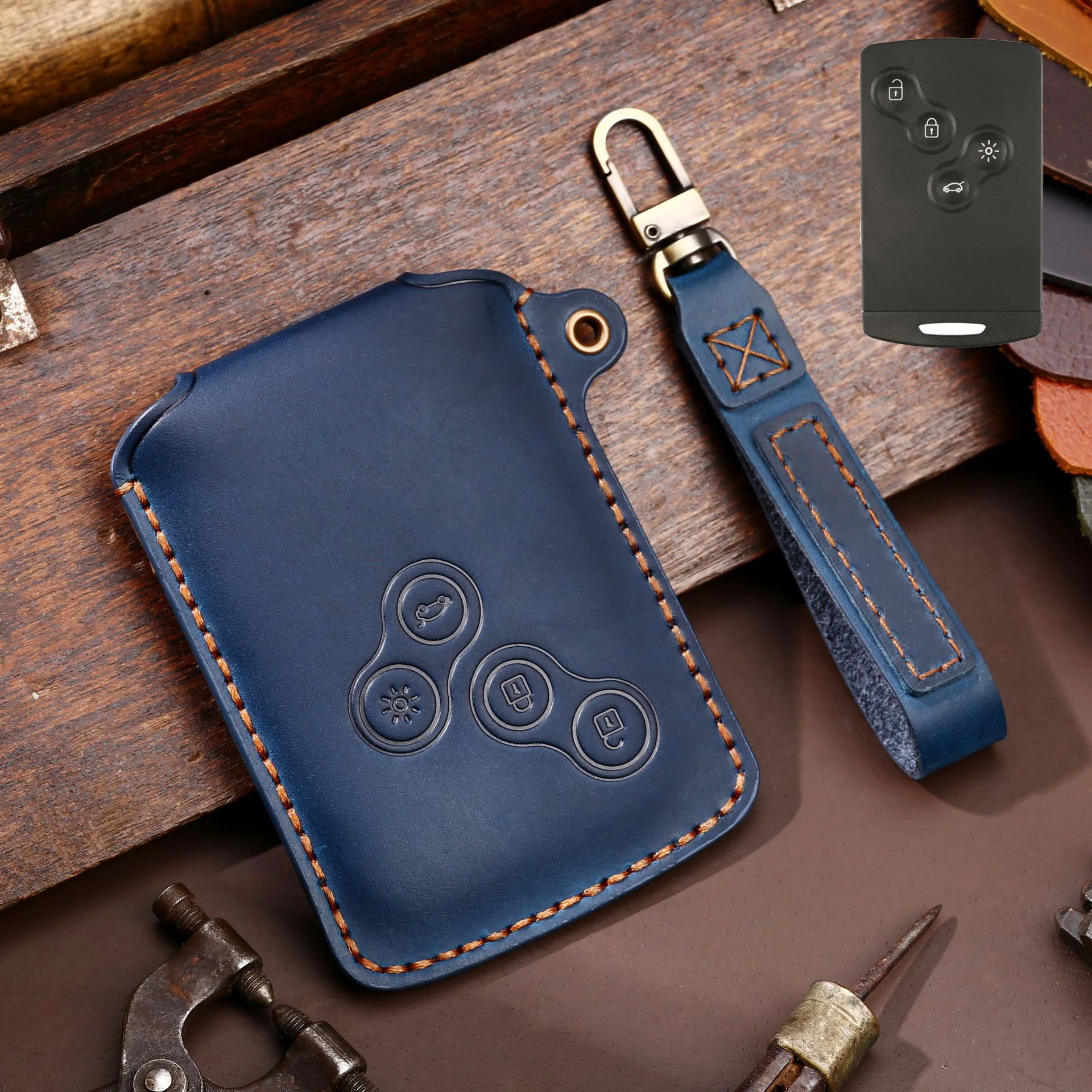 Horse Leather Car Crazy Key Case Cover For Renault ddmysmile Duster Kaptur Clio Captur Logan Megane 2 3 Laguna Fluence Zoe Koleos Scenic D Smile