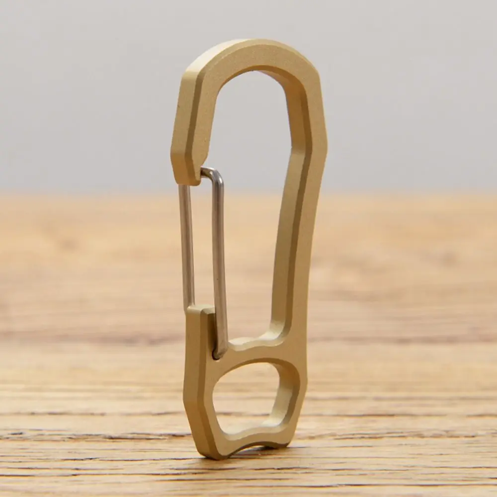 Sports Mini Portable Outdoor Bronze Safety Buckle Titanium Alloy Key Rings Keychain Hook Hanging Flashlight Buckle ddmysmile Carabiner Smile