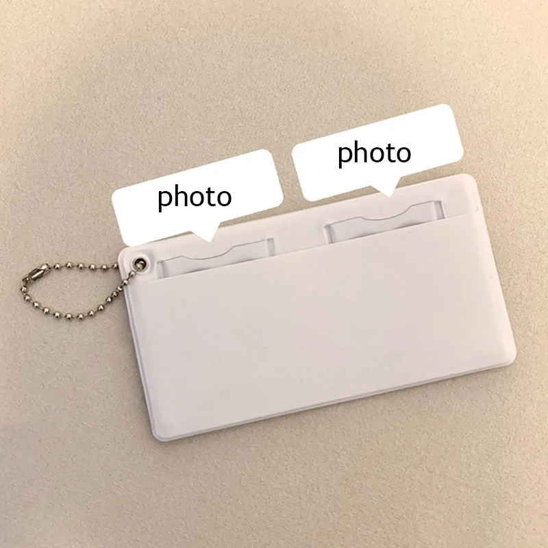 Heart Pink 1-inch Sweet Card Holder Lucky Clover Love Bean Photo Key Chain Pendant Portable ID Card Sleeve smile
