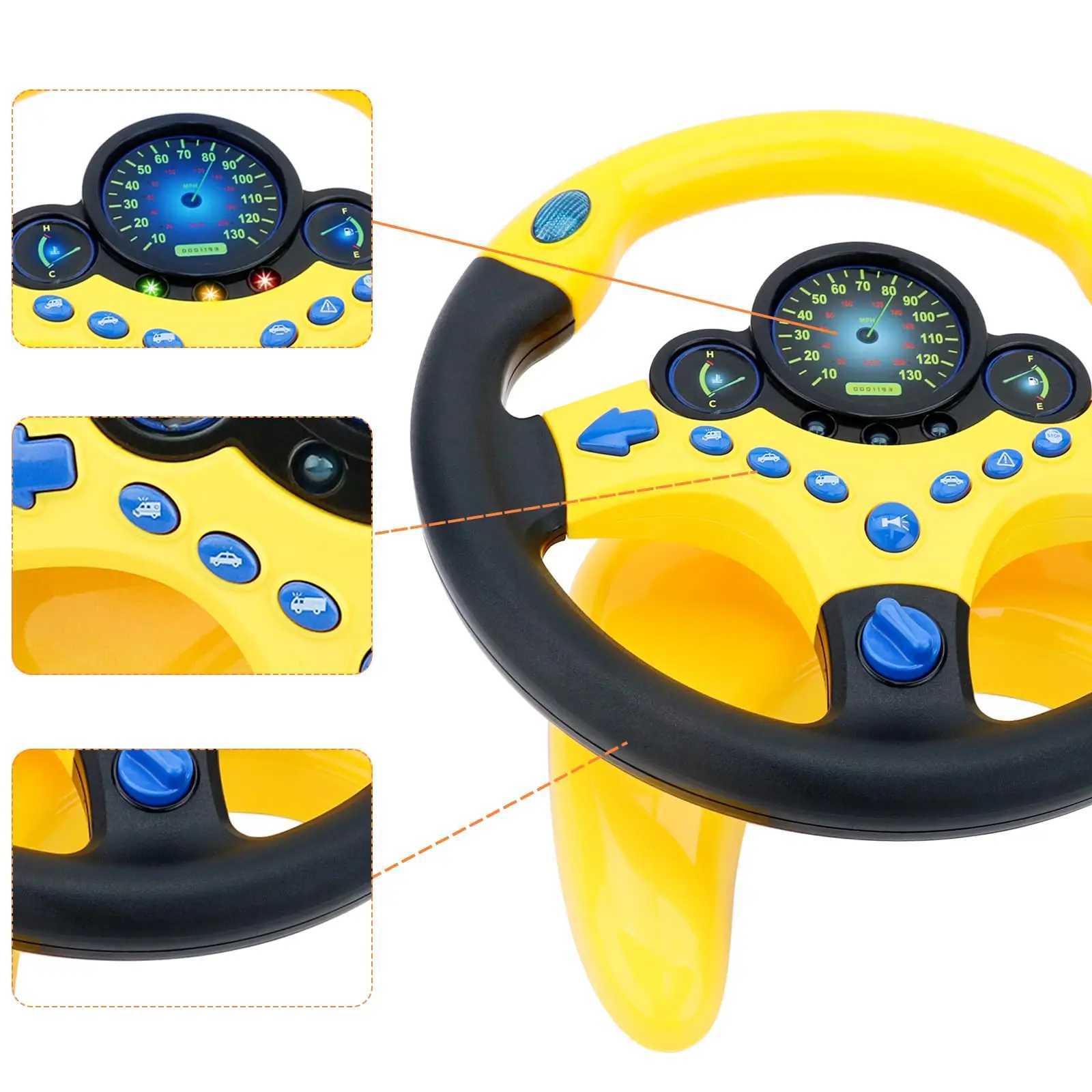 Electric simulation steering wheel toy with light and sound for childrens education co driver childrens car toy vocal toy gift W241109