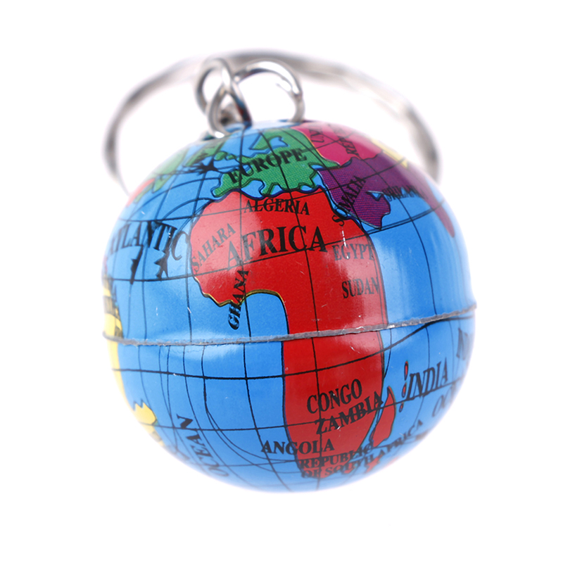 2Pcs Newest Globe Keychain Handmade World Map Planet Earth Geography Key Chain Glass Dome Keychains