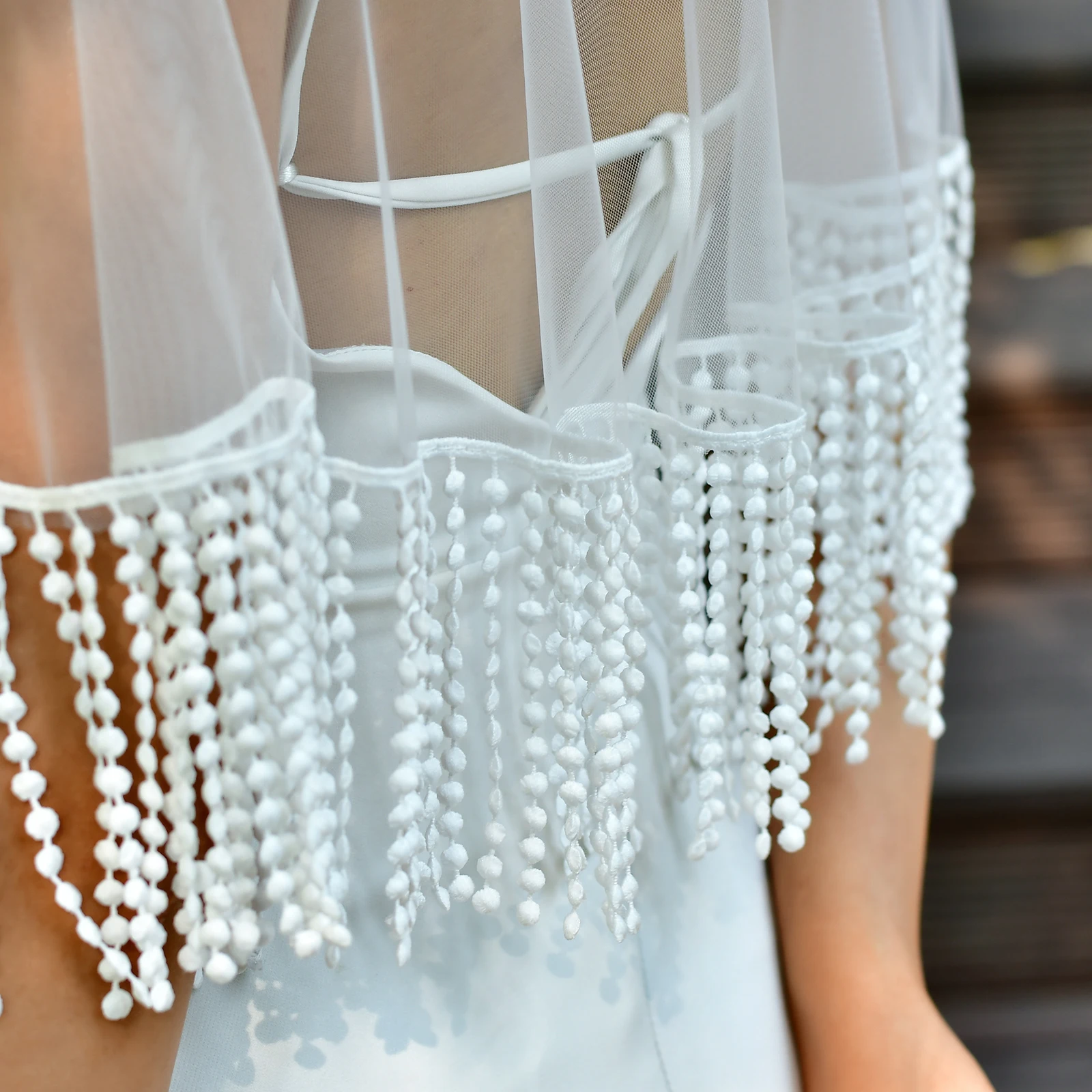 Bolero Mzb17 Wedding Jackets Bridal Netted Lace Shawls Top Separate Bride Accesories ddmysmile Tassel See-Through Bolero Party Stola Smile