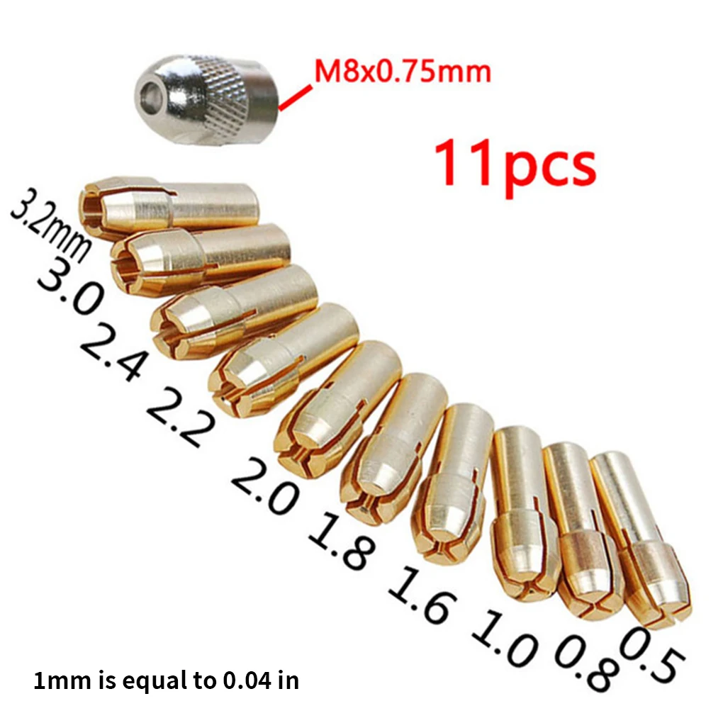 11 Pieces/Set Brass Drill Chucks Bits Shank Clamp Replacement Part Screw Nut Tools Electric Device for Professional