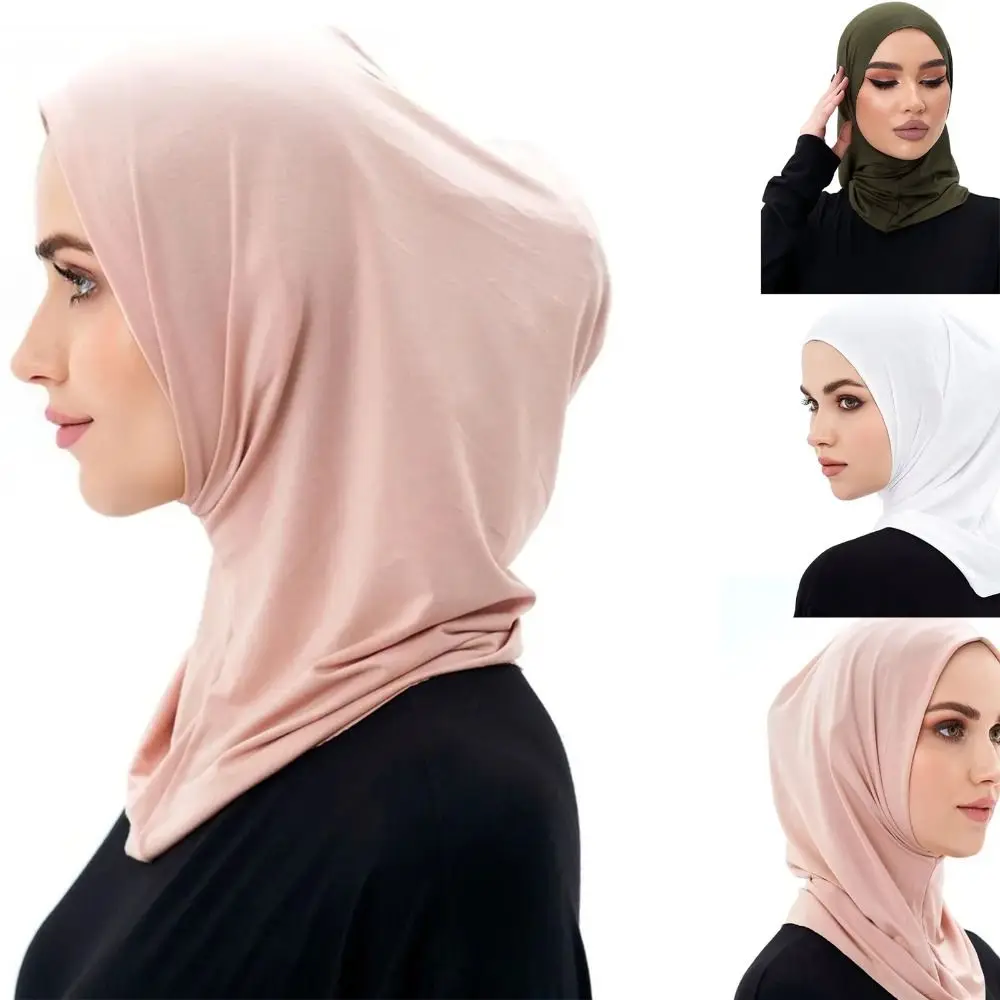 High Muslim Elasticity Hijab Solid Color Hijab Islamic Scarf Scarf Ready To Wear Turban Pleated Hijab Head Wraps smile