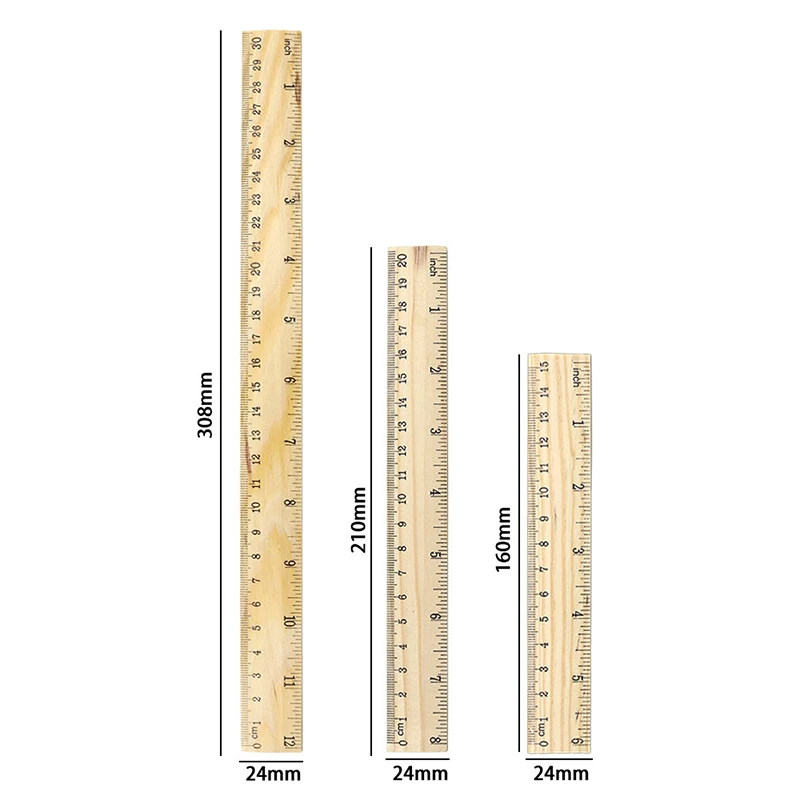 / 15cm / 20cm 30cm Wooden Ruler Drawing Gift Double Sided Ruler Stationery School Supplies Office Measuring Tool Straight Rulers smile / /