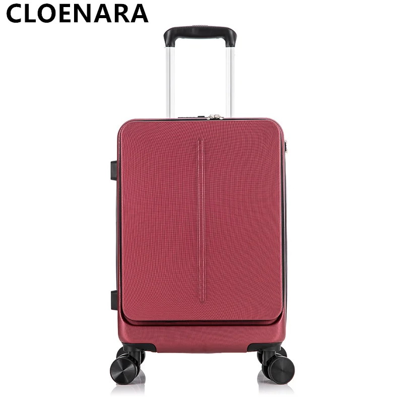 20"24"Inch New COLENARA Lage ddmysmile Men And Women Trolley Case Front Open Cover Large Capacity With Laptop Bag Rolling Suitcase Smile