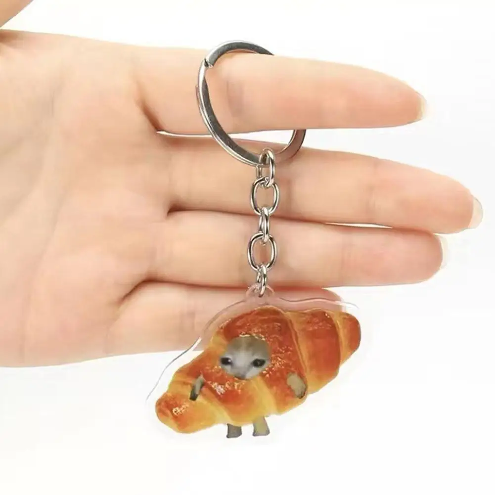 Cute Cat Mini Banana Meme Keychain Set Girl Students Funny Happy Love Bread Black Cat Keyrings Small Pendant Phone Chain Jewelry smile