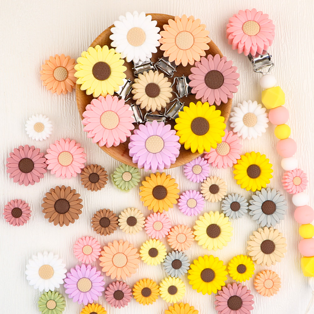 Baby Silicone Beads 3/10pcs Mini Flowers Teething Clips Beads For Jewelry Making Bulk DIY Pacifier Chain Jewelry Accessories