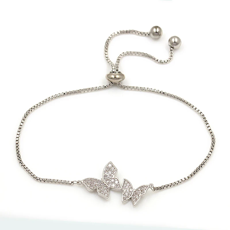 WEIMANJINGDIAN Brand Cubic Zirconia Butterfly Adjustable Bracelets for Women Girls Kids Jewlery Gifts