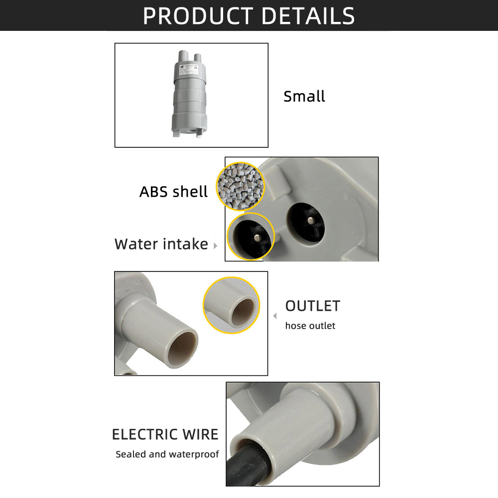 JT-500 DC 12V 24V Submersible Water Pump Micro Motor Water Pump 5 Meters 10L/M High Pressure Water Pump Cable/DC Interface