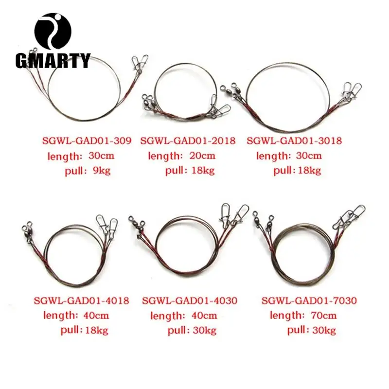 Line Steel 2pcs Fishing Wire Leader Fishing Leash with Rolling Swivels Pike Fishing Accessories Anti-winding Line Tackle Tool smile