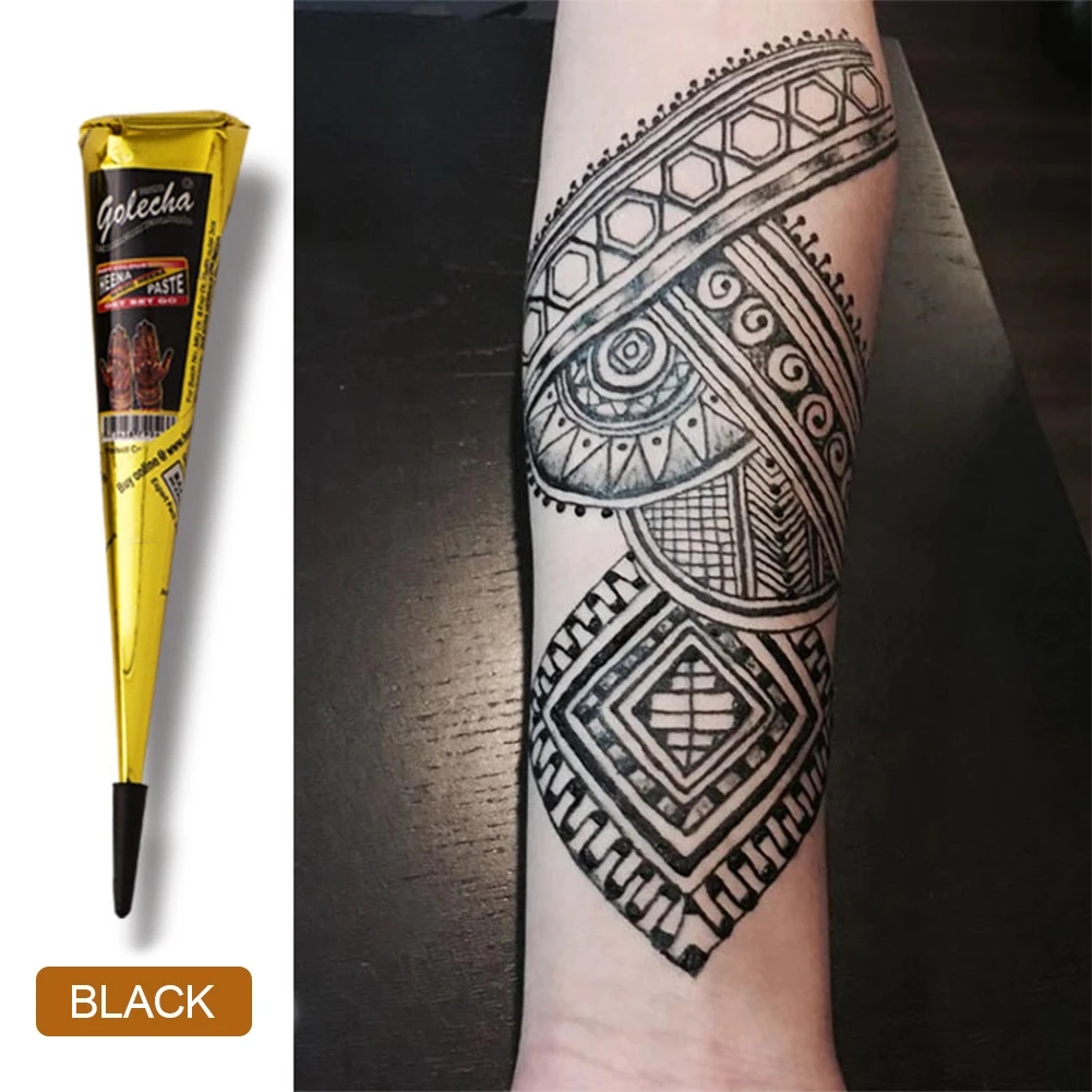 Flash Tattoo Temporary Natural Paste Black Henna Body Paint Arts Disposable Cones ddmysmile Sexy Tattoo Cream Lnks Indian Wedding Fashion Smile
