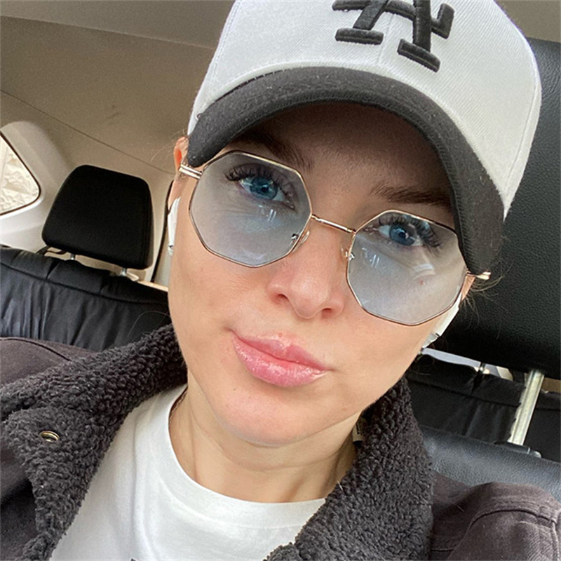 Fashion Retro Sunglasses Classic Metal Polygonal Sunglasses Sunglasses Octagon Glasses Y2K CAVALLO BIANCO