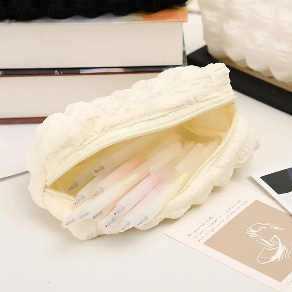 2023 New Large Capacity Cute Pencil Case Student Soft Fufu Puff Pen Case For School Supplies Pencil Pouch Z6E3