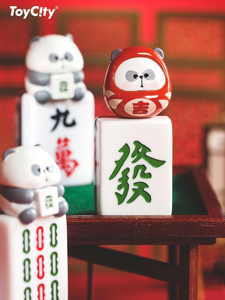 Toy City Mr.Pa Waiting For The Tile Series Cute Panda Mini Mahjong Tile Portable Mystery Box Gift Blind Box Collection