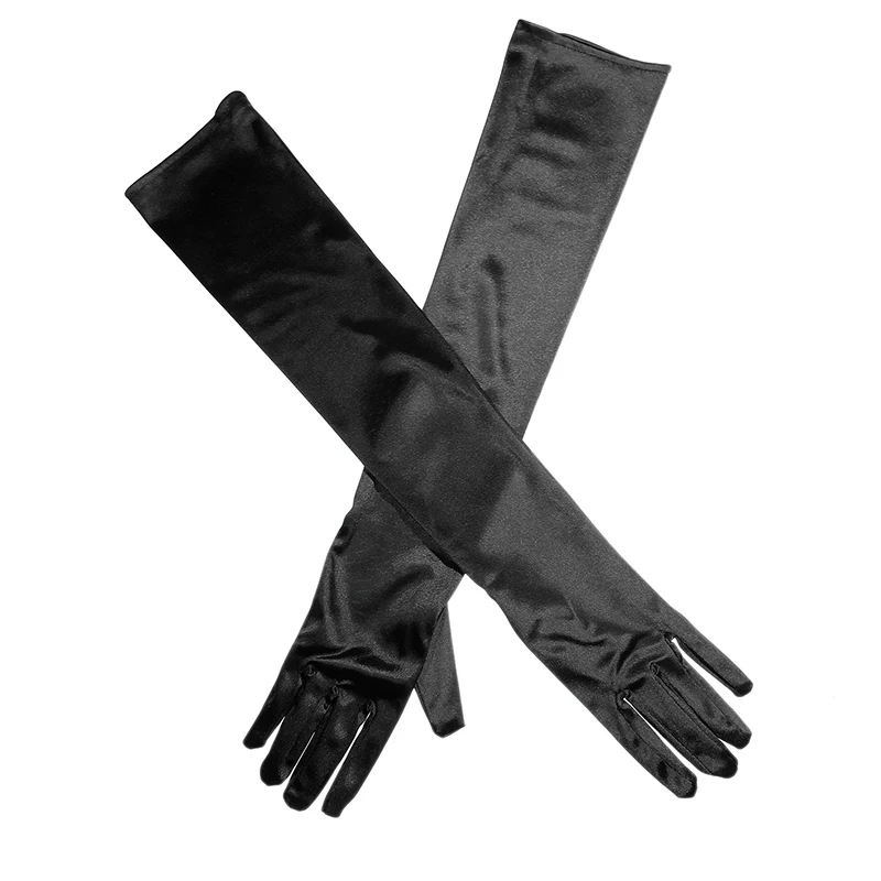 1 Pair Women's Evening Party Formal Gloves Solid Color Satin Long Finger Mittens Fore new 2025 vents Activities Red White Color