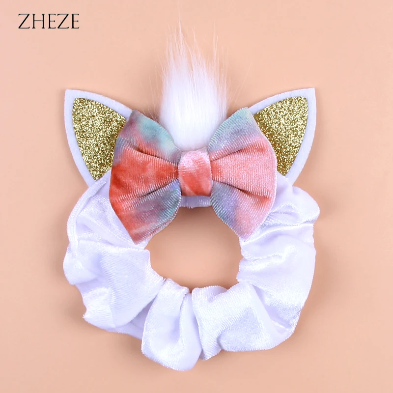 Ears Cat 2024 NEW Veet Hair Scrunchies For Girls Women Cute 4"Bow Elastic Hairband DIY Hair Accessories Boutique Gift Mujer smile