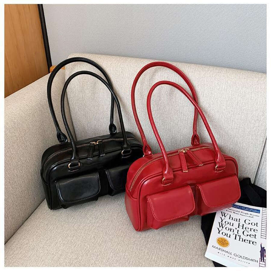 New Fashion and Leisure Women's Handbag, Versatile for Commuting, Underarm Bag, Double Front Pocket, Handheld Shoulder Bag