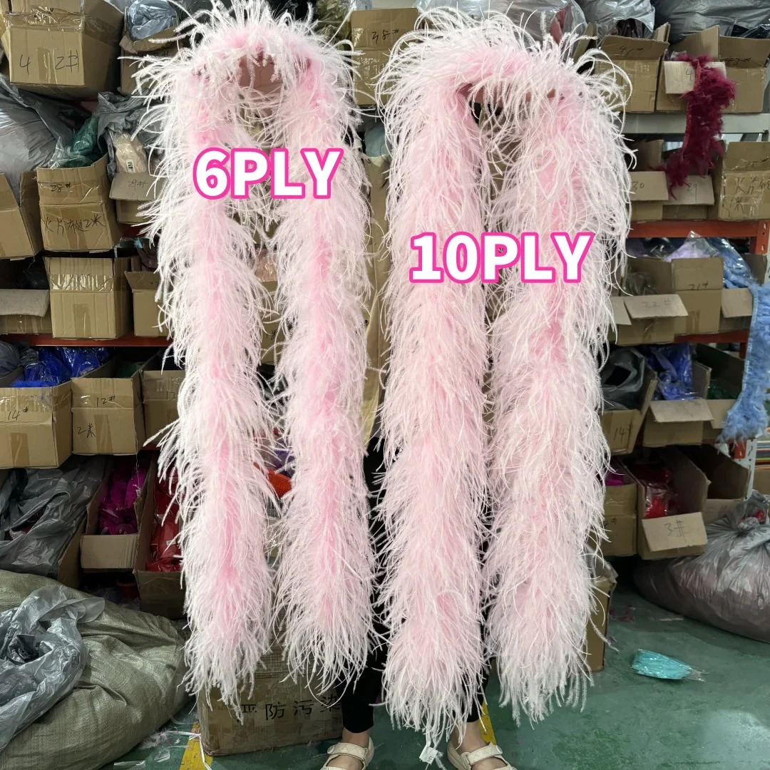 2 3 4 6 10 Ply multi-color ostrich feather Boa 2-meter ostrich feather shawl for party womens clothing DIY decoration scarf 241108
