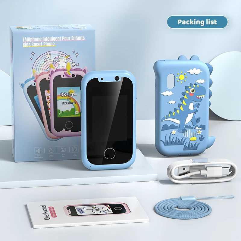 Childrens mobile phone for ages 3-12 toy phones with dual cameras MP3 sic players games touch screens learning toys birthday gifts Free shipping