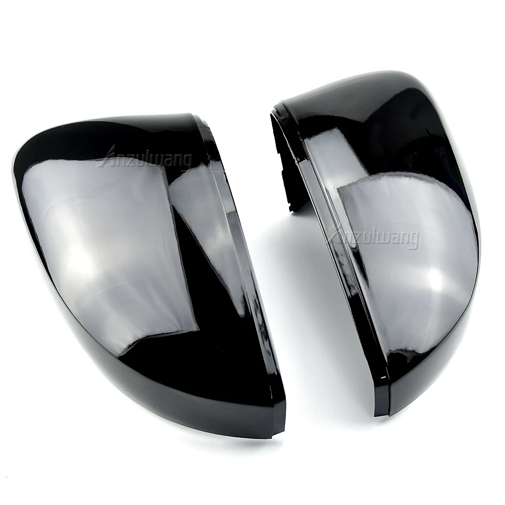 2Pcs For Volkswagen VW Polo MK5 6R 6C ABS Side Rear view Mirror Cover Replacement Shell Trim Black Side Mirror Caps Accessories