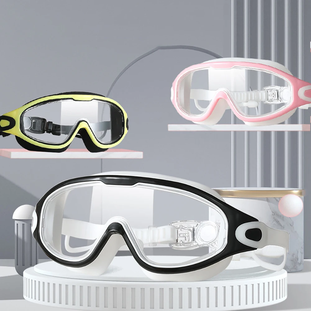 Flat Light Swimming Goggles Anti-fog Snorkeling Diving Swim Eyewear Waterproof Big Frame Glasses Men Women Swimming Accessories