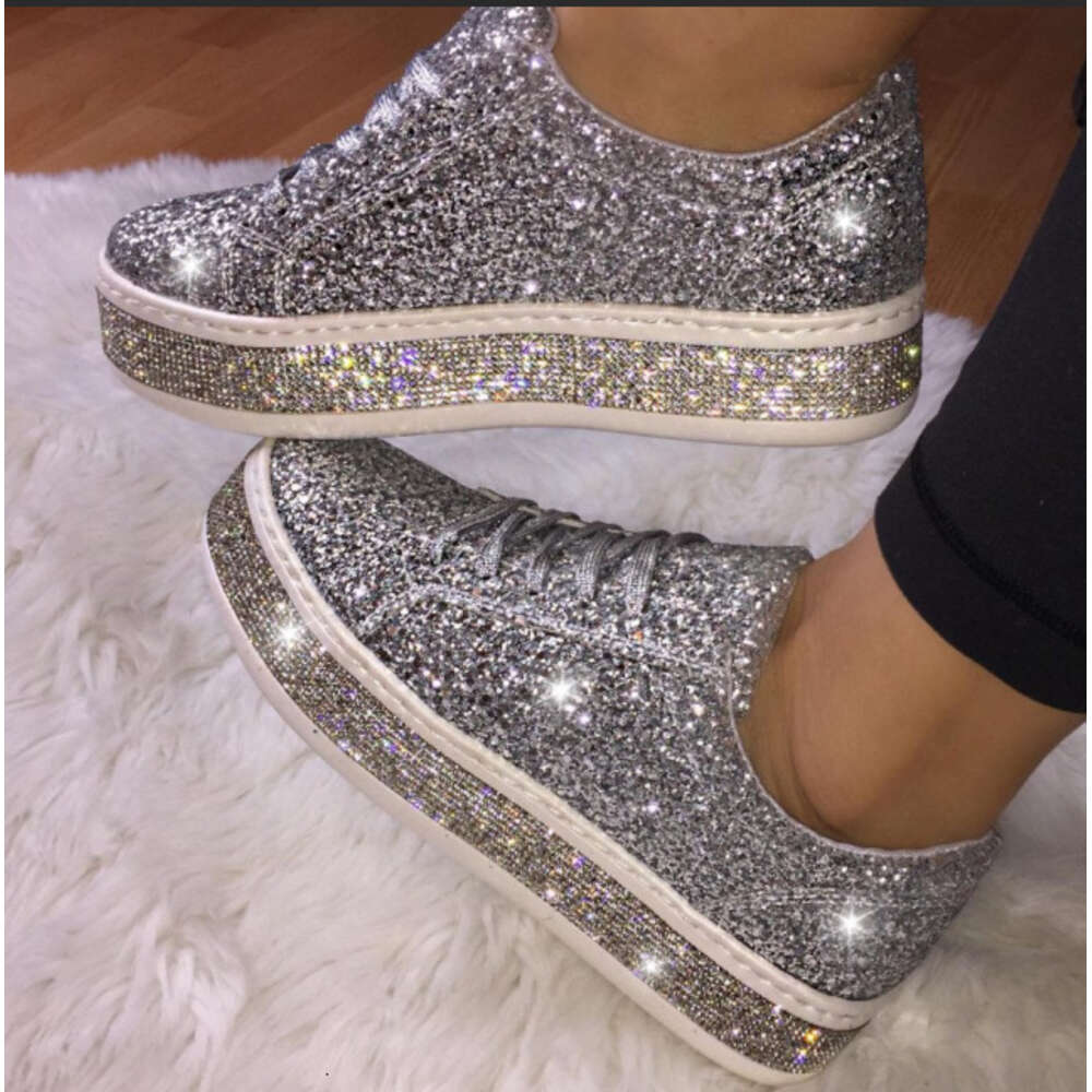 Shoes Spring and Autumn New Sequin Lace Up Sports for Large Women's Shoes ddmythur