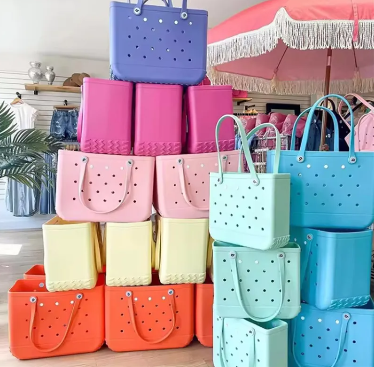 EVA Bag Waterproof Tote Shoulder Handbag for Women Travel Bag Swimming Pool Large Capacity Beach Tote Bag