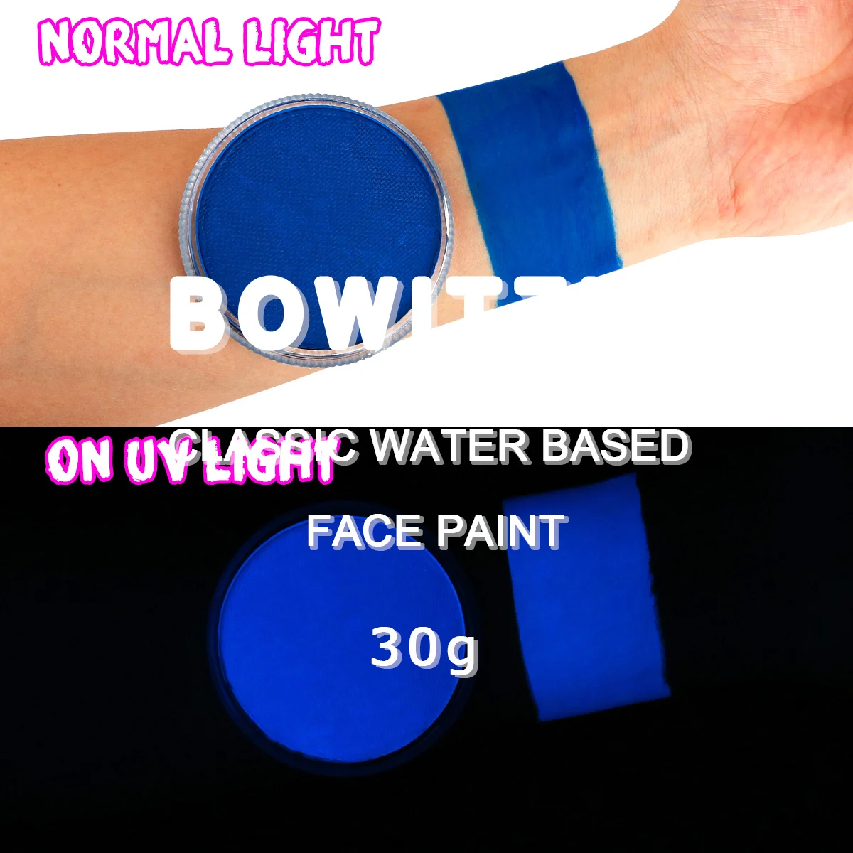 b f Professional Bowitzki UV Glow g Face Paint Body Water Based painting Makeup Safe for Kids and Adults Split Cake Sin