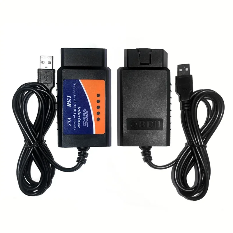 New OBD2 Diagnostic Tool 2025 ELM327 USB V1.5 Plastic Auto new Cable Interface OBDII CAN-BUS Code Reader ELM 327 1.5 PC Connection