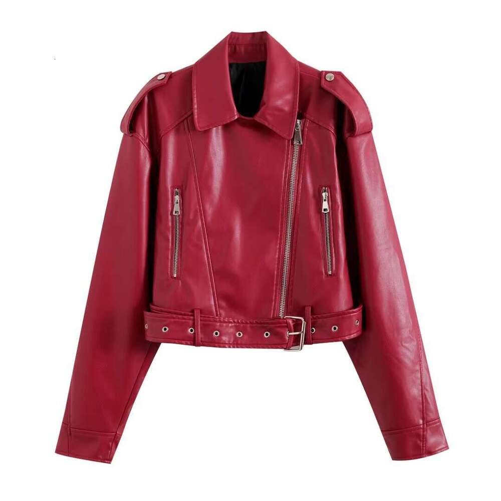 shanshi leather jacket women new faux leather with collar long sleeved waistband casual jacket