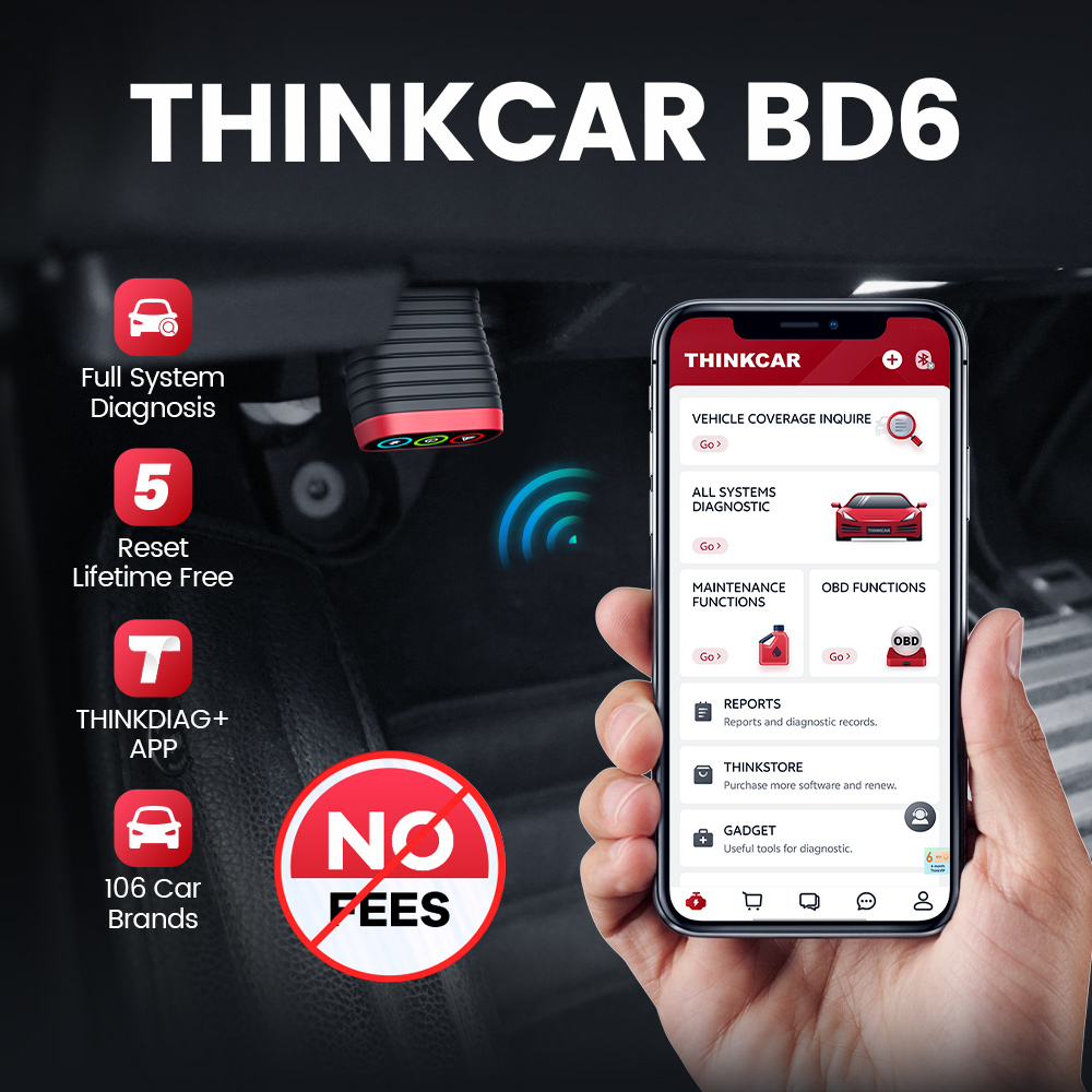 Bluetooth NEW THINKCAR BD6 obd2 Scanner All Cars Full System Diagnosis 5 Reset Service Lifetime Free Automotive Diagnostic Tool smile