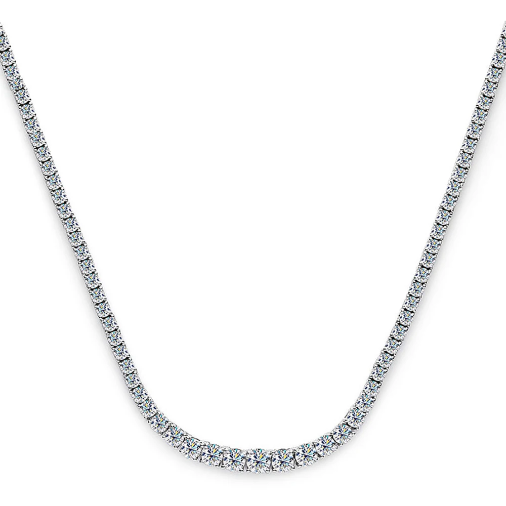 D Real Serenity Day Color Graduated Size Full Moissanite Tennis Necklace for Women S Sterling Sier Plated Fine Jewelry smile