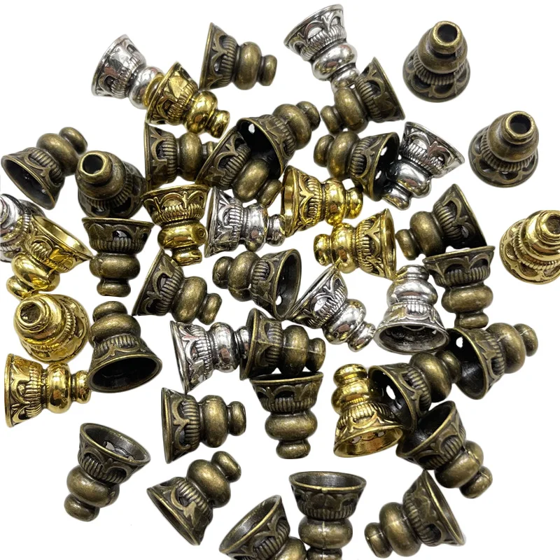 12*13mm Ancient Sier 15pcs Gold Bronze Threaded Horn Shaped Spacer Bead Cap Making Jewelry Connector DIY Alloy Accessorie Find smile 12*13mm