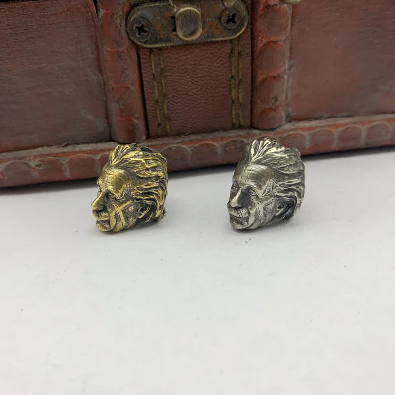 Great EDC Physicist Brass Head Sculpture Knife Bead Lanyard Pendants Charms Paracord Bead DIY ddmysmile Umbrella Rope Bracelet Accessories Smile