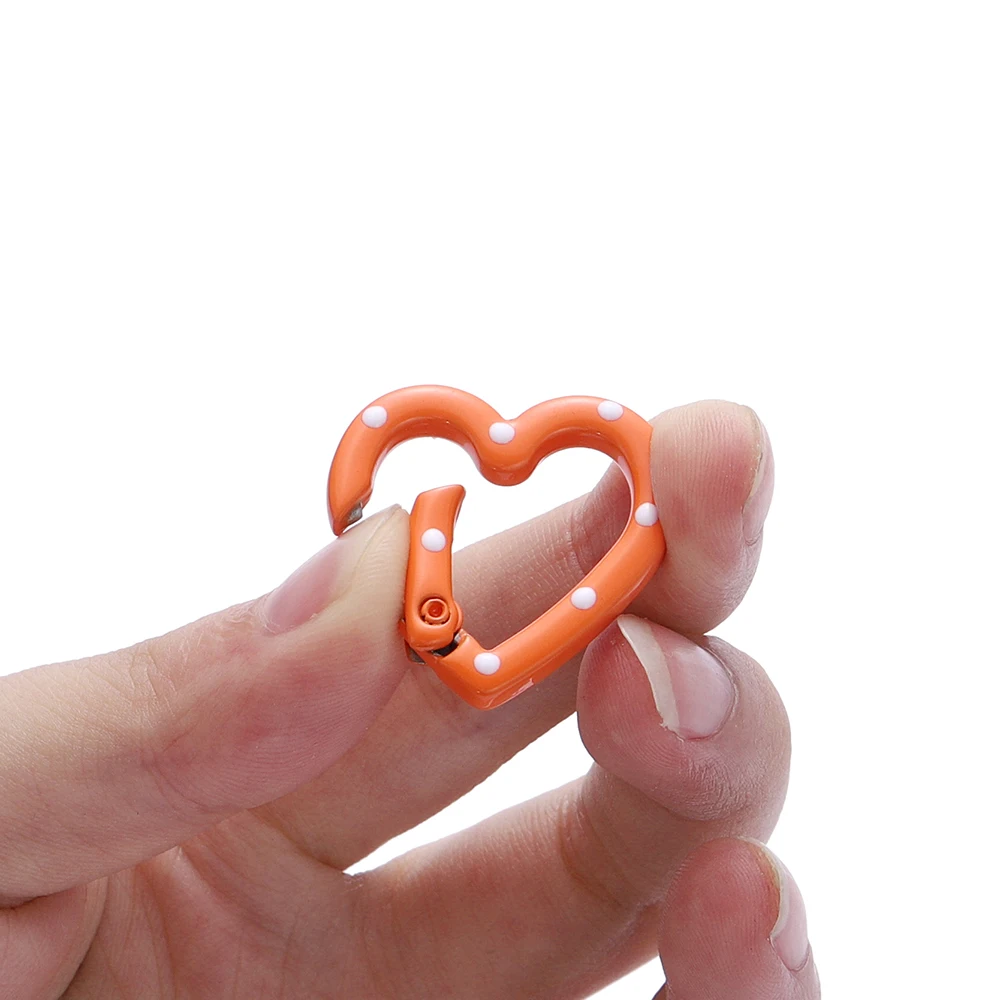 Metal Alloy Heart 5Pcs/Lot Ring Spring Clasp Carabiner Keychain Clips Hook Dog Chain Diy ddmysmile Jewelry Buckle Connector Supplies Smile