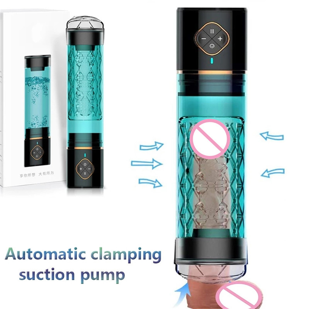 Electric Water Bath Penis Increase Vacuum Pump Dick Enlargement Cock Trainner Clear Vagina Cup Male Masturbator Sex Toys For Men