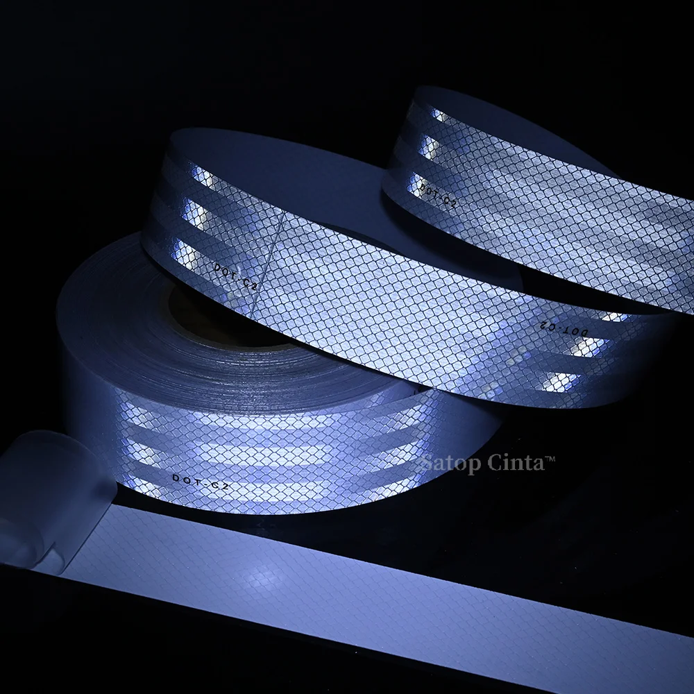 Width 5CM Reflective Stickers Adhesive Tape Waterproof Reflector White Dot-C2 Film For Truck Motorcycle Bicycle Car Styling 10M